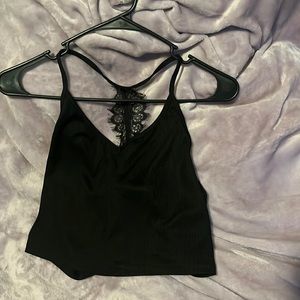 Black lace tank top. Available for discount bundle with other qualifying items!